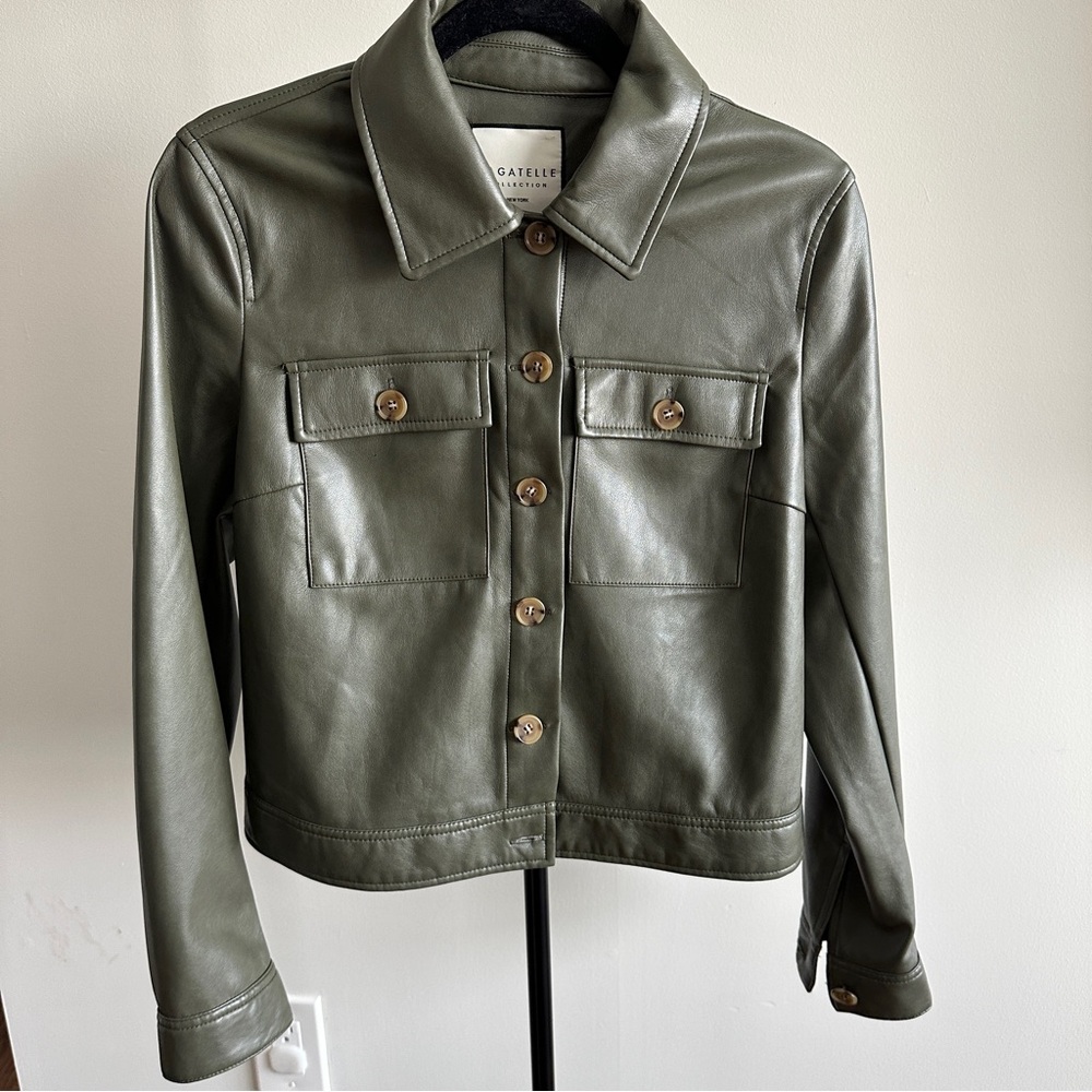 Green Faux-Leather Jacket